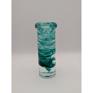 Kosta Boda Sweden Atoll Teal Swirl Art Glass Candlestick Holder Anna Ehrner 6"
